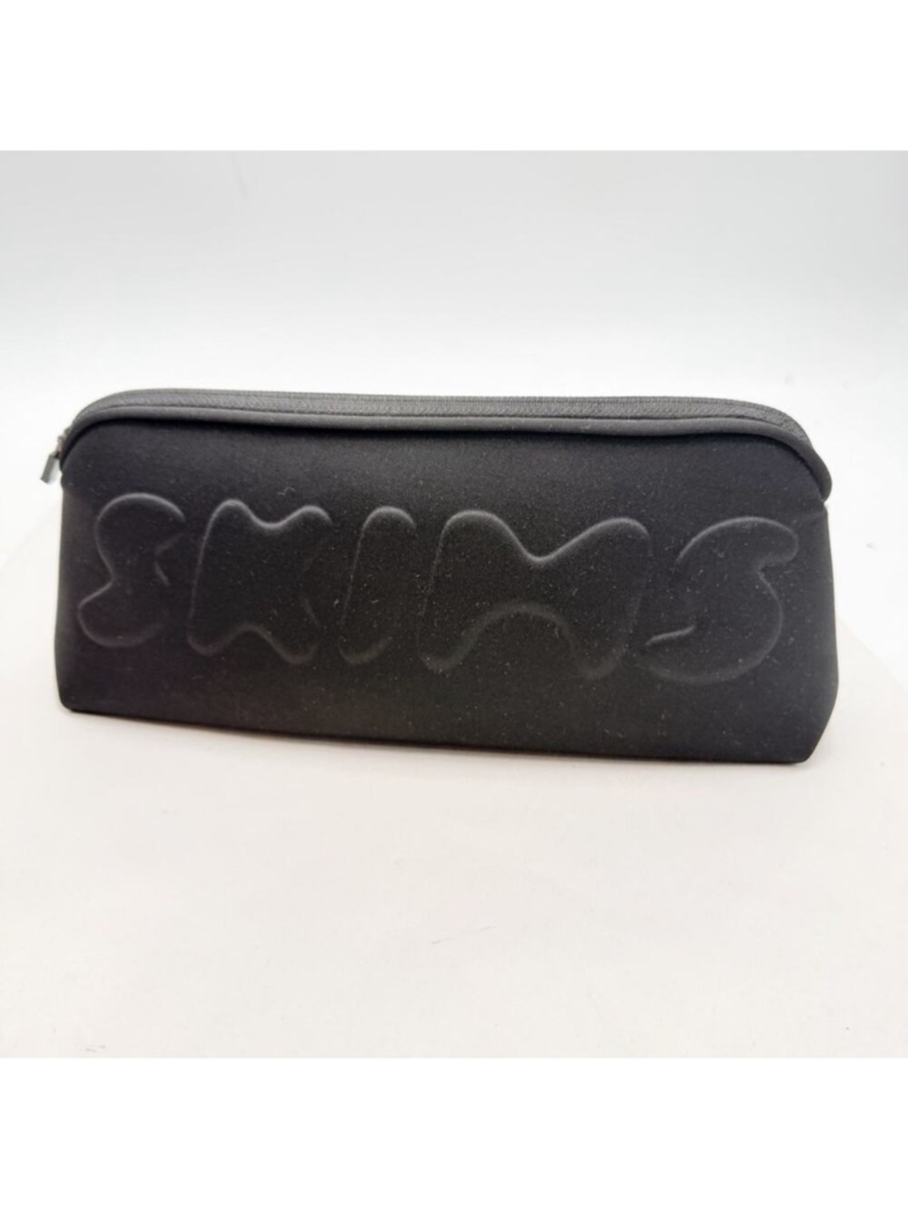 Skims Neoprene Travel Hard Shell Black Cosmetics Bag Pouch 12" x 5"